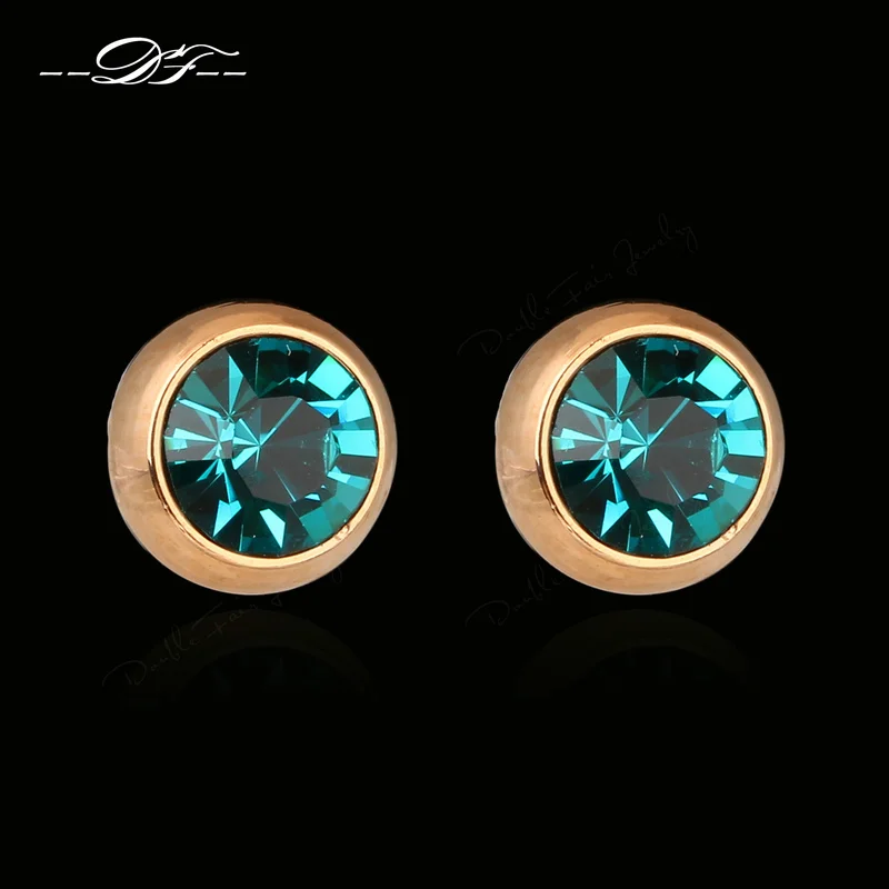 

DFE270M Classic Cubic Zirconia Rose Gold Color stud Earrings HotSale Austrian Crystal Jewelry For Women brincos joias