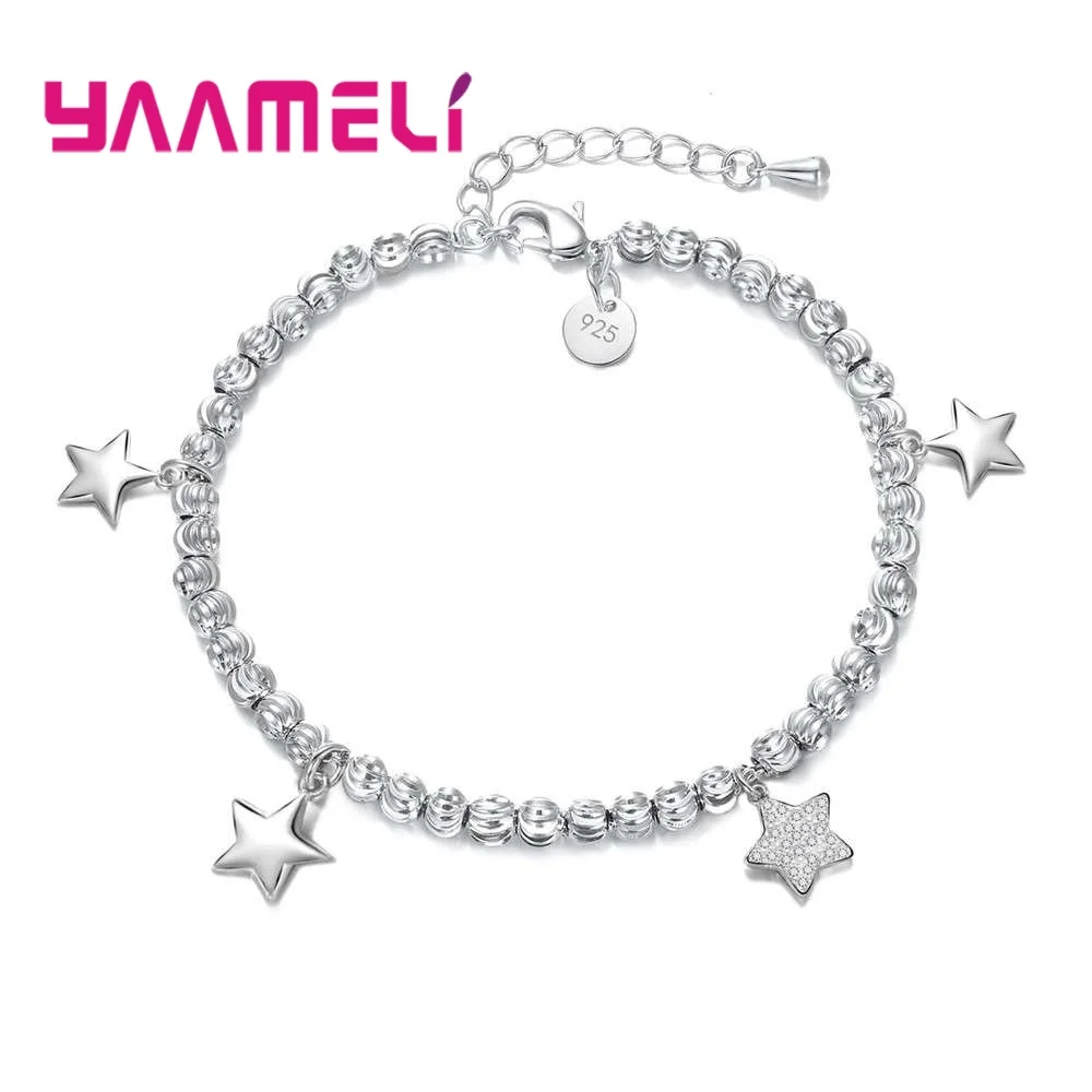 

Elegant Star Shape Pendant Bracelet Bangles For Ladies With Zirconia Stone 925 Sterling Silver Accessories Pretty Gift