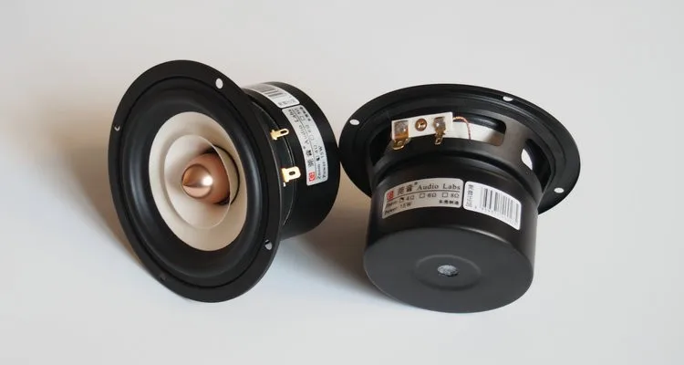Audio Labs High Performance 4inch full range speaker 1Pair Mixed Paper Cone Aluminum Bullet 4/8ohm 25W 4