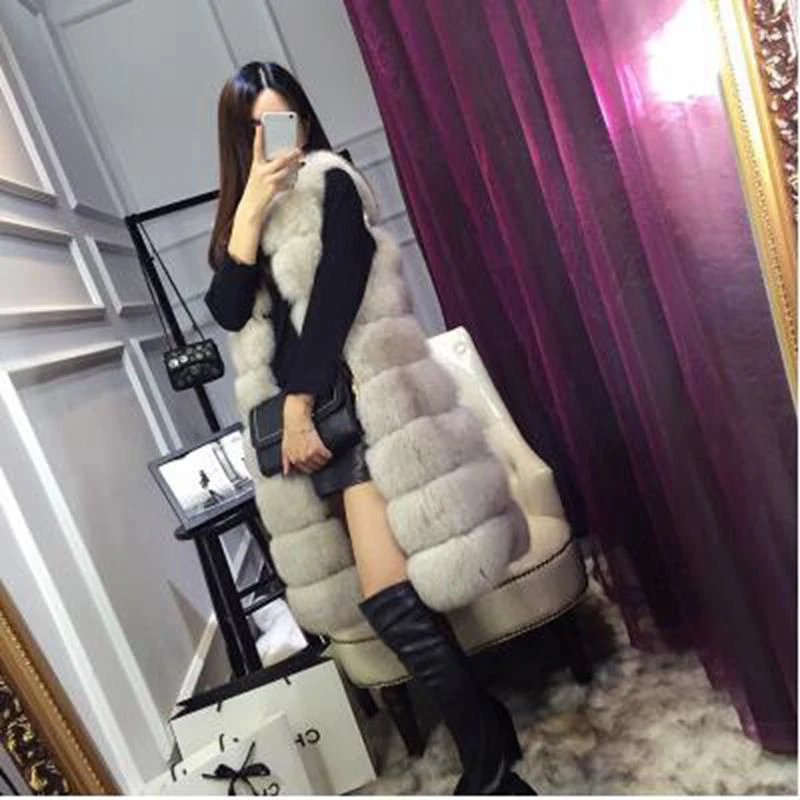 Élégantes Veste Color Green Manteau Fausse 2019 dark Gray true Black Long Sans Gilets Mode Wine Hiver Fourrure Manches Patchwork red Moyen En De Femmes dark Nouvelles Wun898 ZqY6SwYR