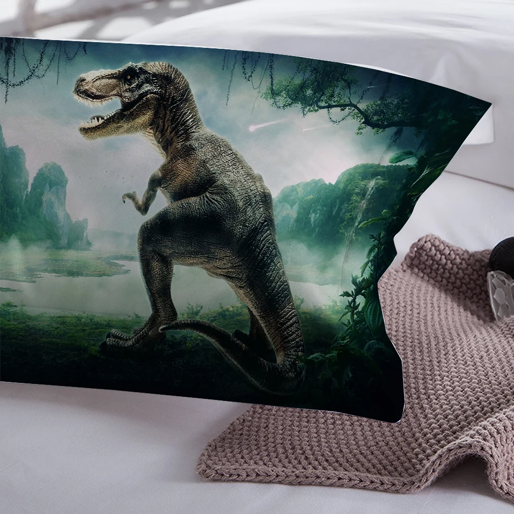 3D печатных тираннозавр рекс Рекс ревущий в древнем лесу зеленый комплект постельного белья наволочка динозавров набор пододеяльников для пуховых одеял набор