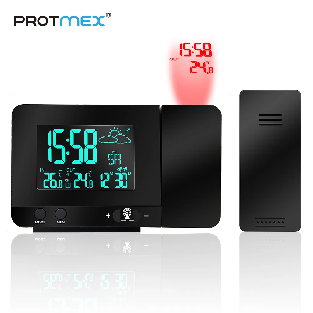 

Protmex 3531BC Projection Alarm Clock Digital Date Snooze Function Backlight Projector Desk Table Led Clock With Time Projection