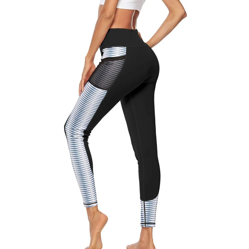 

Women Print Leggings Pocket High Waist Leggings Patchwork Push Up Female Pants Female Workout Activewear Printing Trouser