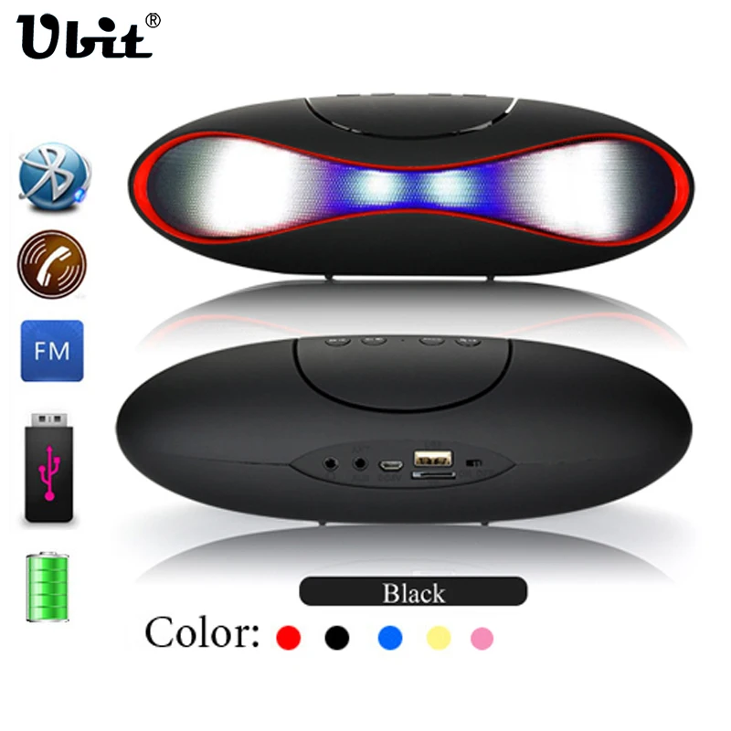 Ubit LED Wireless Bluetooth Speaker TF AUX USB FM Radio With Built-in Mic Hands-free Portable MP3 Mini Subwoofer Speakers