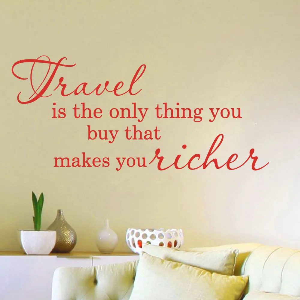 Travel Is Only Thing Make You Richer Quote Wall Decal Bedroom Kids Room Travel Adventure Journey Lettering Wall Sticker Vinyl  (4)