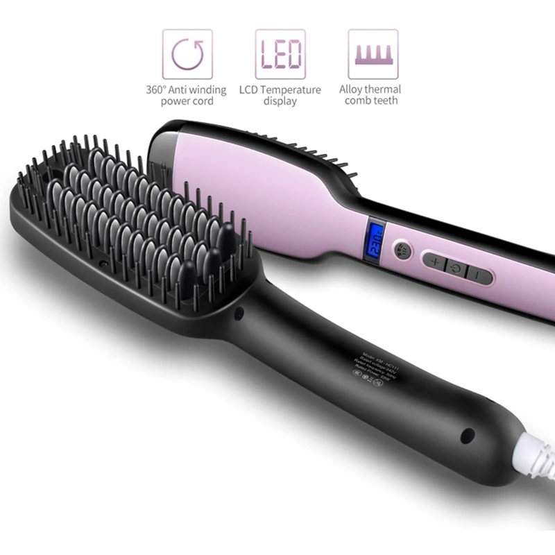 

Electric Steam Spray Hair Straightener Brush LCD Display High Quality Rapid Heating Hair Care Comb Alloy Hair Irons for Women