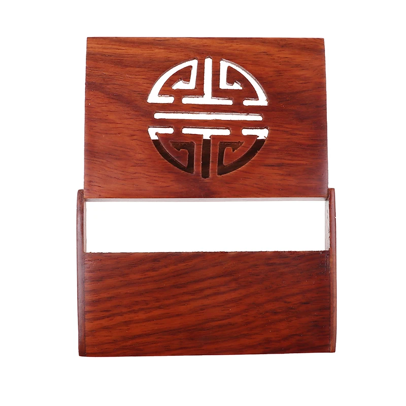 

1PC Red Wooden Name Card Business Card Holder Handmade Box Storage Id Credit Case 10.8*7*1.5cm