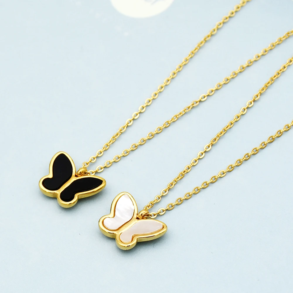 45cm New Fashion Design Stainless Steel Necklace Butterfly Pendant