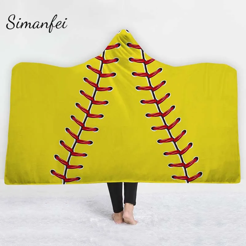 

Simanfei 2019 Sport Hooded Blanket Beautiful Sherpa Fleece Wearable 3D Football Throw Blanket for Adult Kids