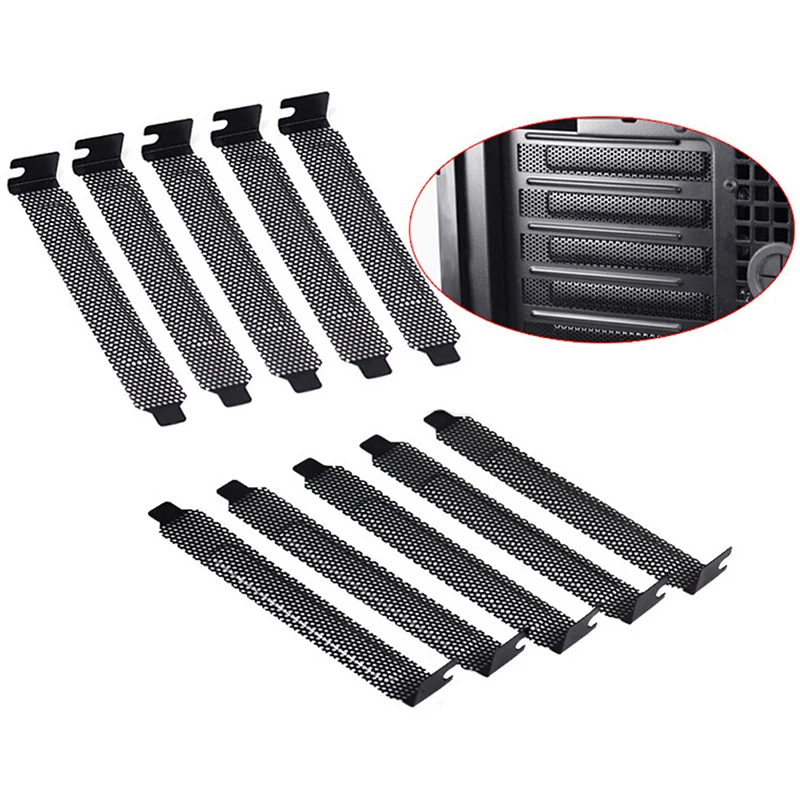 New 10Pcs/lot Black Hard Steel Dust Filter Blanking Plate PCI Slot Cover w Screws