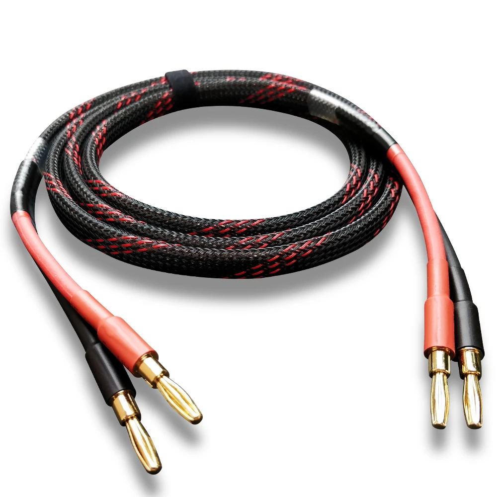 FIHI B2 DIY HiFi Speaker Audio Cable Amplifier Banana Plug Cable Golden