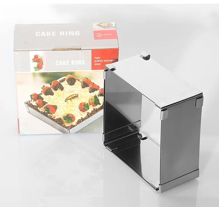 1PC 10 18CM Adjustable Cake Mold Stainless Steel Square Shape Cake ...