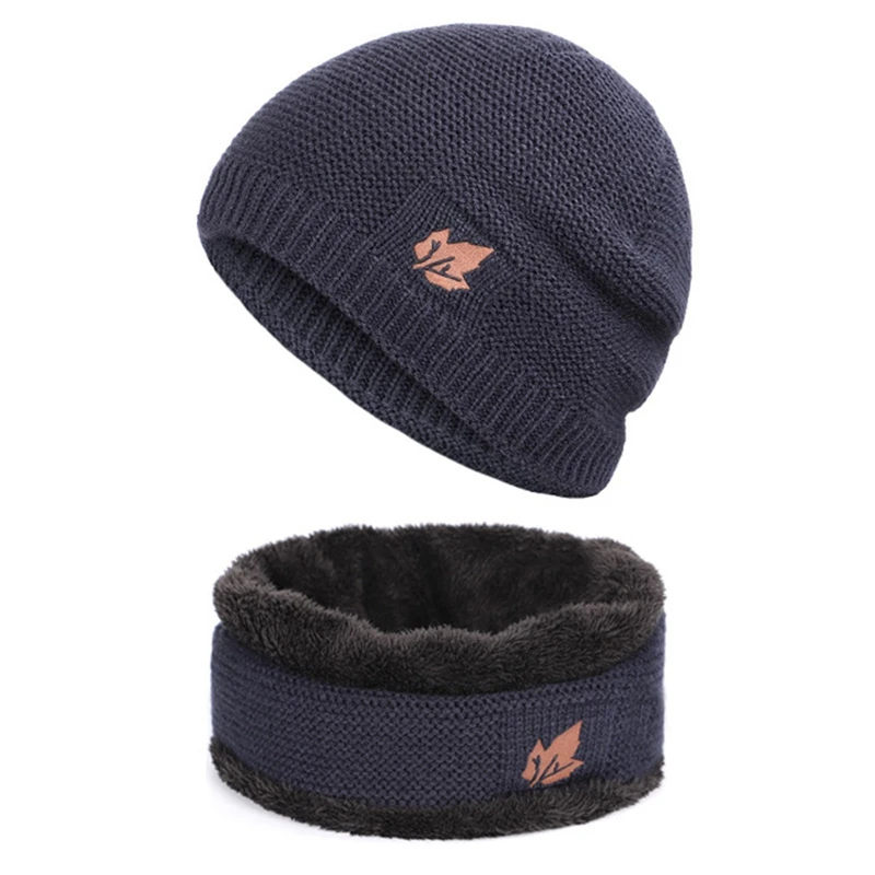 Maylisacc одноцветное осень-зима теплая вязаная шапка с шарфом кольцо Модные для Для мужчин Спорт на открытом воздухе шарфы с шляпа набор
