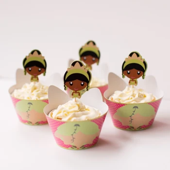 

Free Shipping princess Tribe cupcake wrappers decoration birthday party favors for kids, girls cake toppers picks supplies
