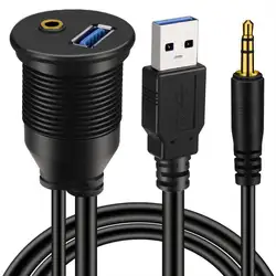 USB 3,0 и 3,5 мм автомобильное крепление флеш кабеля 3,5 мм + USB3.0 AUX расширение тире Панель Водонепроницаемый крепление кабеля для автомобиля