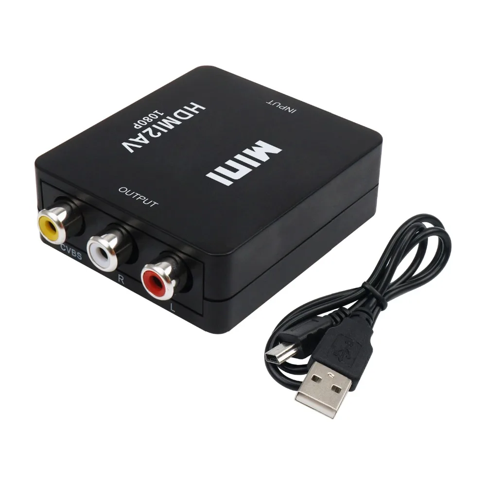 HDMI to RCA AV CVBS Component Converter Scaler 1080P Adapter Cable Box for Monito L/R Video HDMI2AV HD Support NTSC PAL