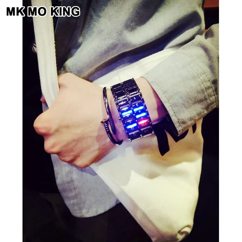 Mk уникальные металлические спортивные фитнес-подарки для пары для мужчин x wo для мужчин и женщин светодиодный цифровые наручные часы для влюбленных часы dw mk браслет