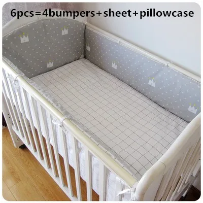 Акция! 6 шт. постельное белье бампер наборы кроватки для новорожденных в кроватку детские постельные принадлежности бампер (бампер + лист +