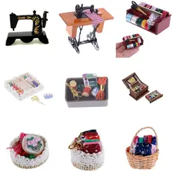 1:12 миниатюрная винтажная швейная коробка с иглой ножницы комплект кукольный домик украшения аксессуары для мебели игрушки детский