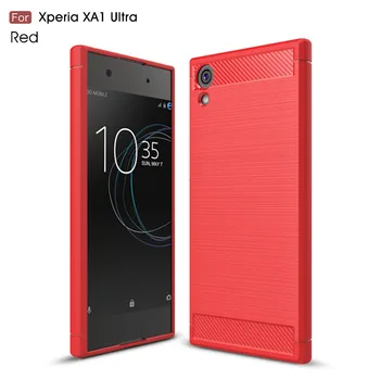

50pcs/lot Business Case Carbon Fiber Brushed TPU Phone Back Case Cover For Sony Xperia XA1 Ultra