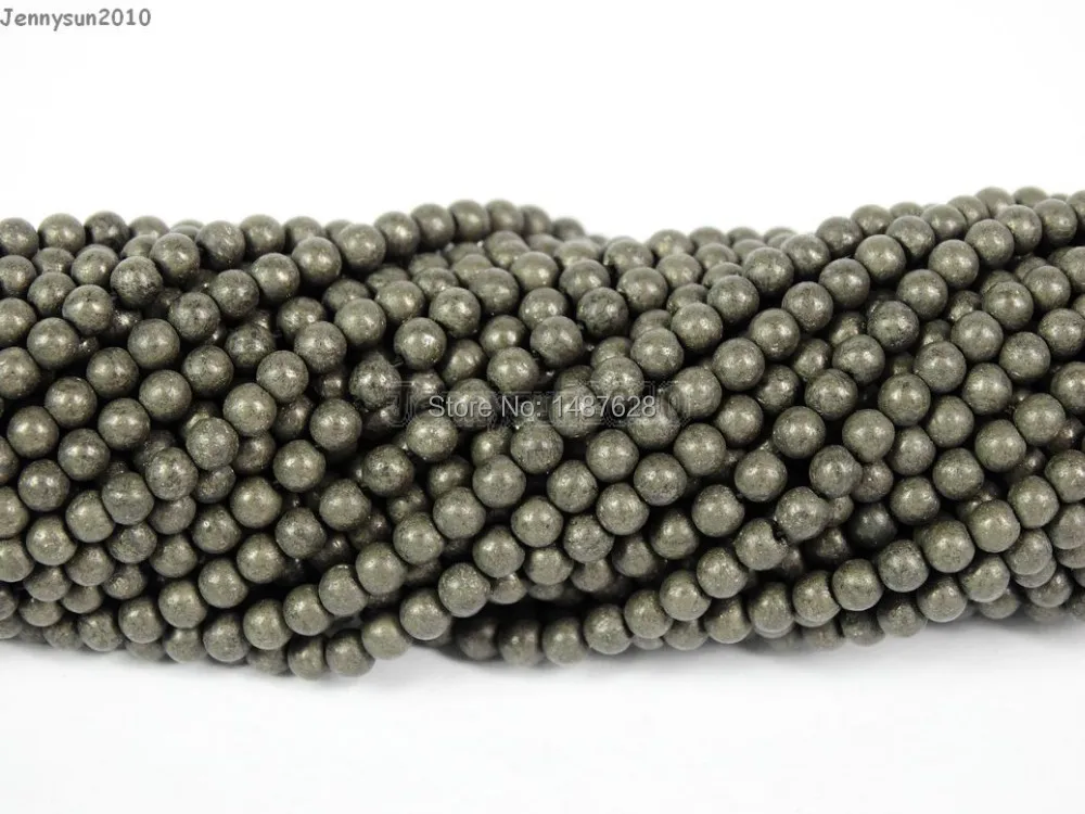 

Natural Pyrite Gems Stones 2mm Smooth Round Spacer Loose Beads 15'' Strand for Jewelry Making Crafts 5 Strands/Pack