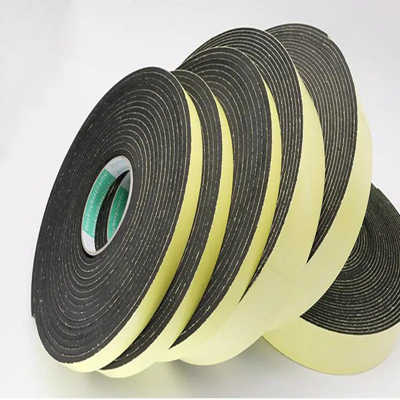 Strong adhesion EVA black sponge foam rubber tape anti-collision seal strip 1, 2, 3mm thick