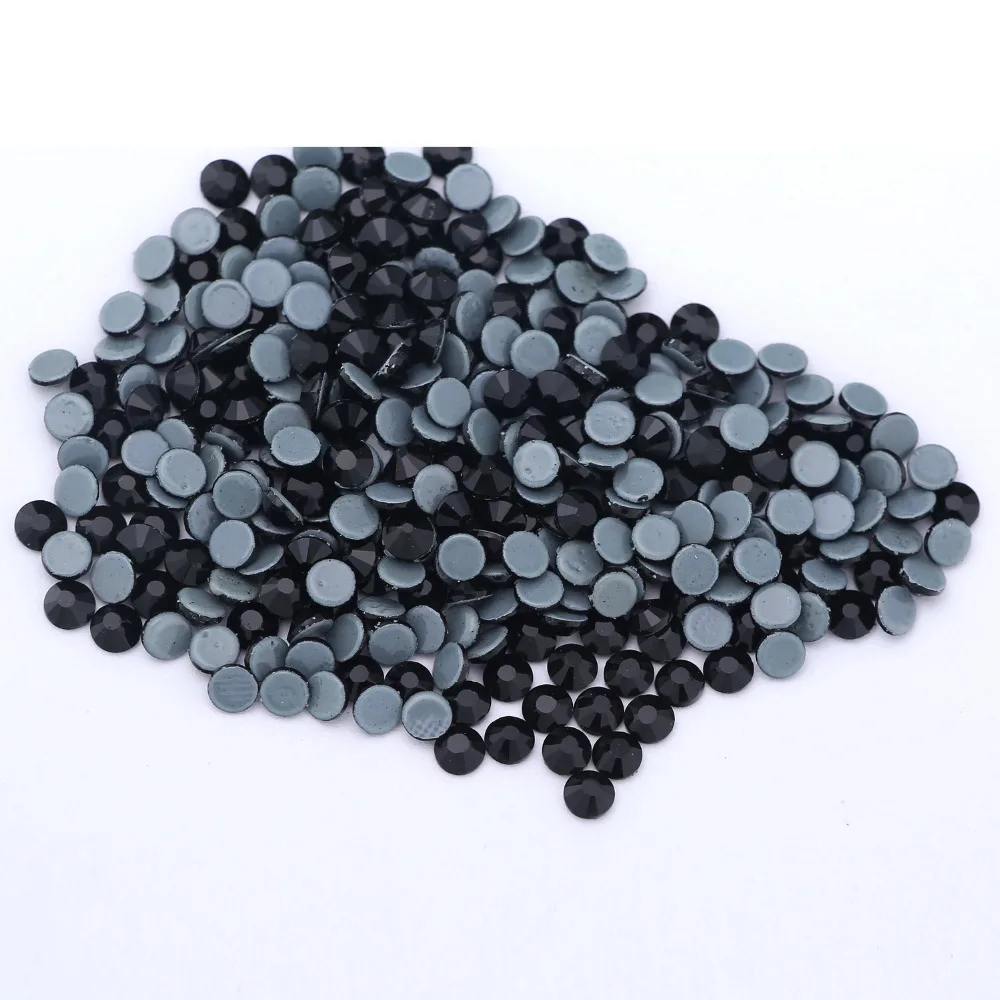 

Top Quality Transfer Stone 1440pcs SS6-SS30 Jet color Hotfix Rhinestones Crystals With Round Flatback For Clothes Bags And Shoes