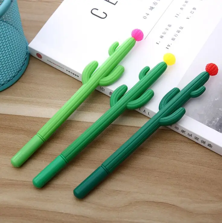 

3pcs/lot Cactus Shape Gel Pen Student Stationery Writing Signing Tool Blue Ink 0.38 mm Ballpoint Pen Office School Supplies 3025