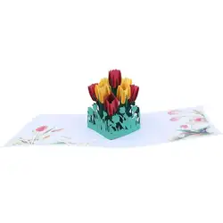 Новый Тюльпан Цветок 3D Pop Up поздравительная открытка ручной работы День рождения Юбилей открытка
