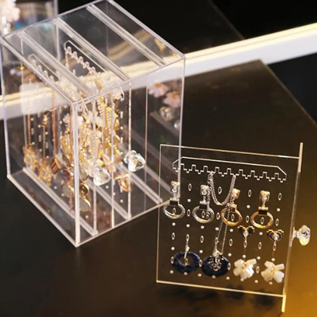 

3-Layers Transparent Acrylic Earring Stand Shelf High Quality Jewelry Storage Box Display Ear Stud Jewellery Stand Storage Case