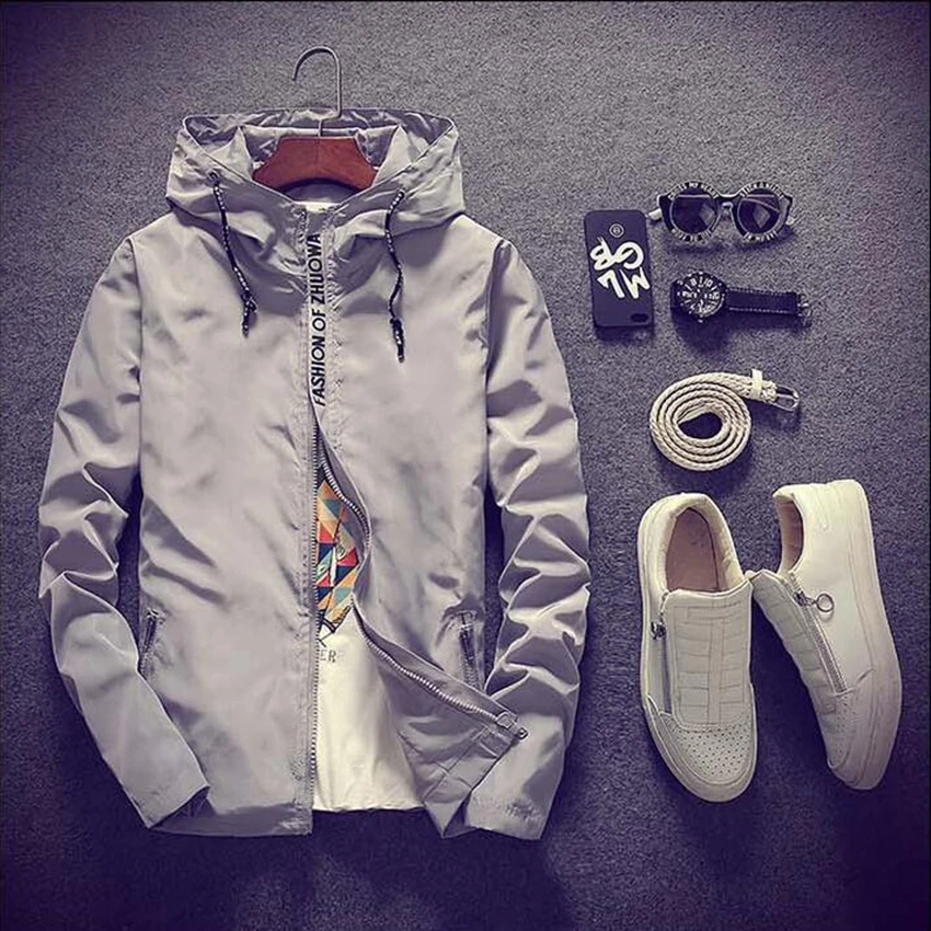 

2018 Spring New Men Large Size Long-sleeved Baseball Jacket Solid Color Zipper Cotton Men Jacket Fashion Casual Brand Sportswear