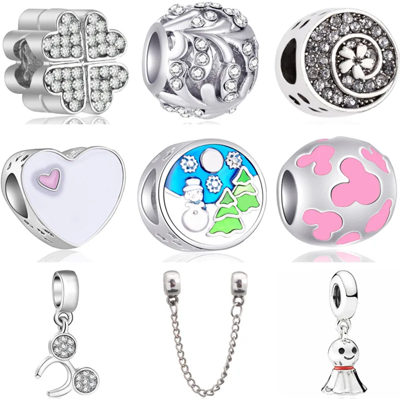 

Fresh Style Sunny Doll Dress House Bee Mickey Mouse Enamel Beads Charms Fit Original Pandora Bracelets DIY Trinket for Women