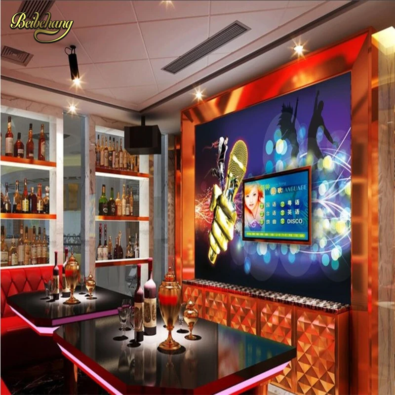 

beibehang Golden Microphone KTV Bar papel de parede 3d photo wallpapers for living room TV background wall papers home decor