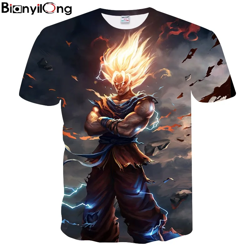 Брендовая футболка Dragon Ball Z Мужская модная мужская повседневная с коротким