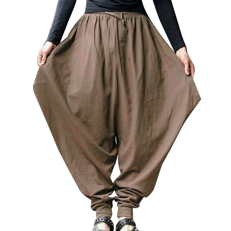 

MJARTORIA 2019 Male Hip Hop Baggy Wide Crotch Harem Pants Male Plus Size Wide Leg Trousers New Casual Loose Pants Soild Pants