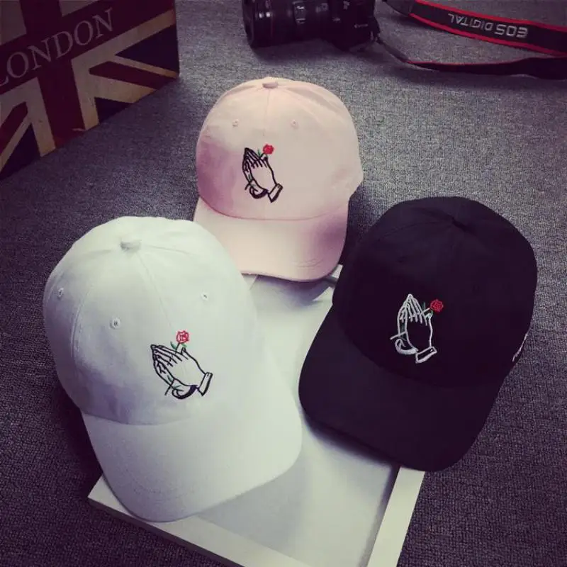 COKK Snapback Dad Hats For Women Rose In Hands Embroidery Baseball Cap Men Bone Casquette Sun Visor Hat Polo Cap Hip Hop Kpop