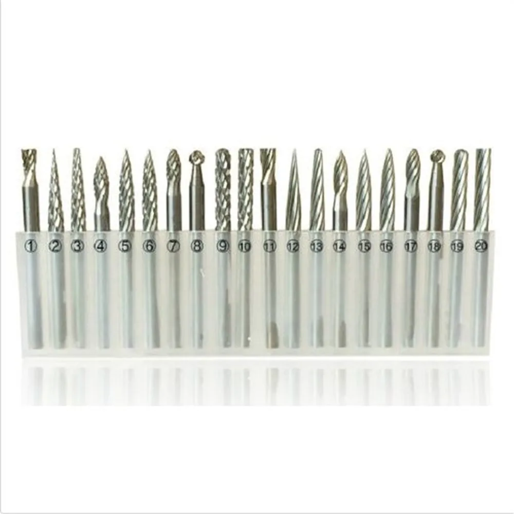 Portable 20pcs Tungsten Steel Solid Carbide Burrs Rotary Tool Drill Bits Set 3*3mm Good Portable 20pcs Tungsten Steel Solid Carbide Burrs Rotary Tool Drill Bits Set 3*3mm Good