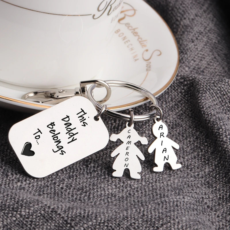 Personalised Keyring Gift Children or Child to Dad Nanny Mum Men Fathers Day Xma 