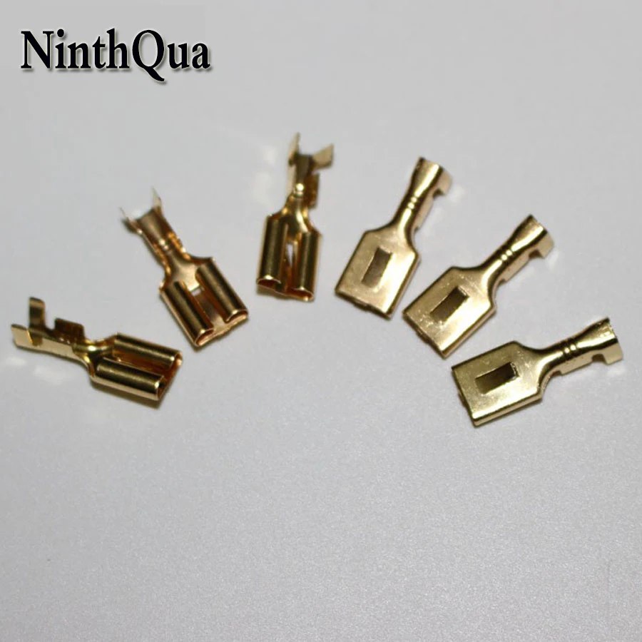 50Pcs 6.3mm Thickening Full copper Female Crimp terminal Connectors Automotive Connector Spade Terminal | Обустройство дома