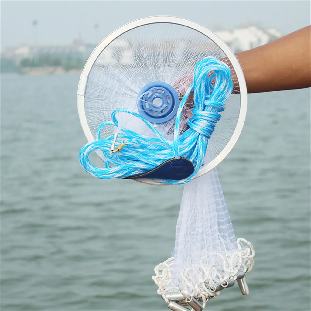 

Magic Fishing Net Finefish Aluminum Ring American Catch Fish Network Fishing Net tool small mesh Outdoor hand throw fish 6.6