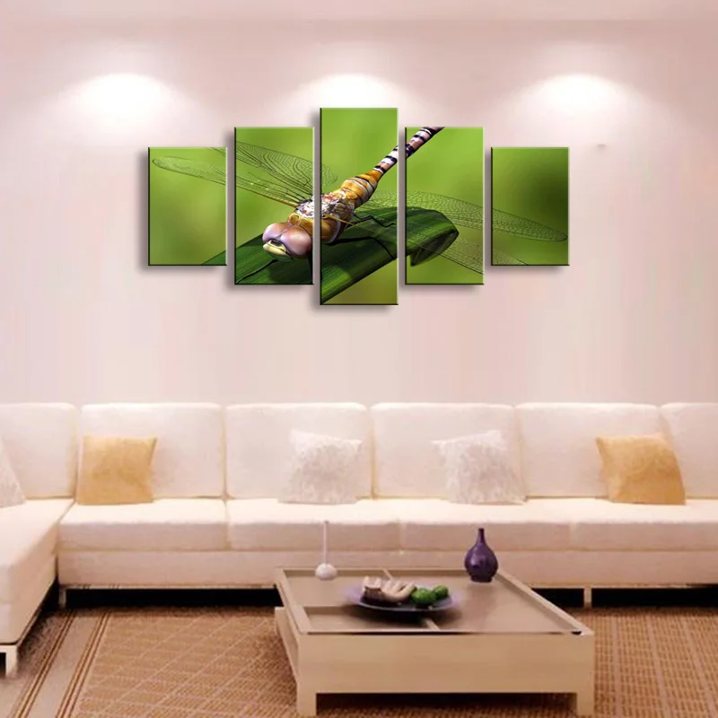 5 pieces high-definition print dragonfly canvas oil painting poster and wall art living room picture SD-001 (2)