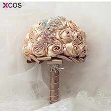 Белое шампанское Букеты свадебные ручной работы искусственный цветок розовый букет De Mariage кристалл Букеты Свадебные