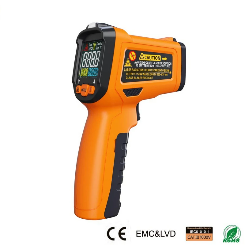 

Thermometer PM6530A Infrared Thermometer Handheld Temperature Gun Non-contact LCD Digital Display With Remote Sensor Laser
