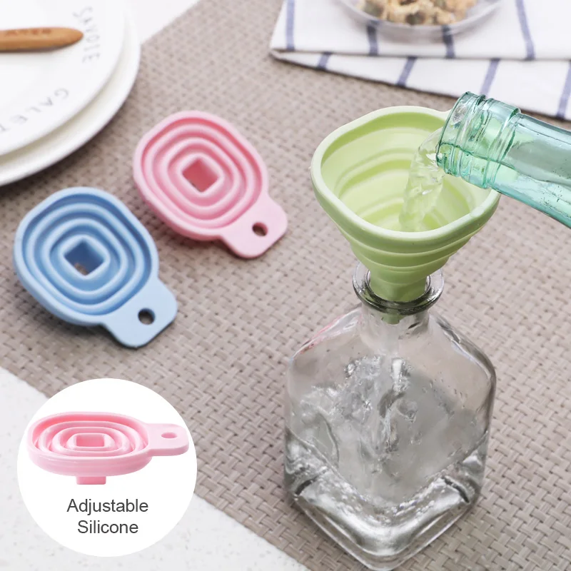 

Kitchen Home Mini Flding Telescopic Funnel Silicone Crative Household Liquid Dispensing Mini Funnel Kitchen Tools