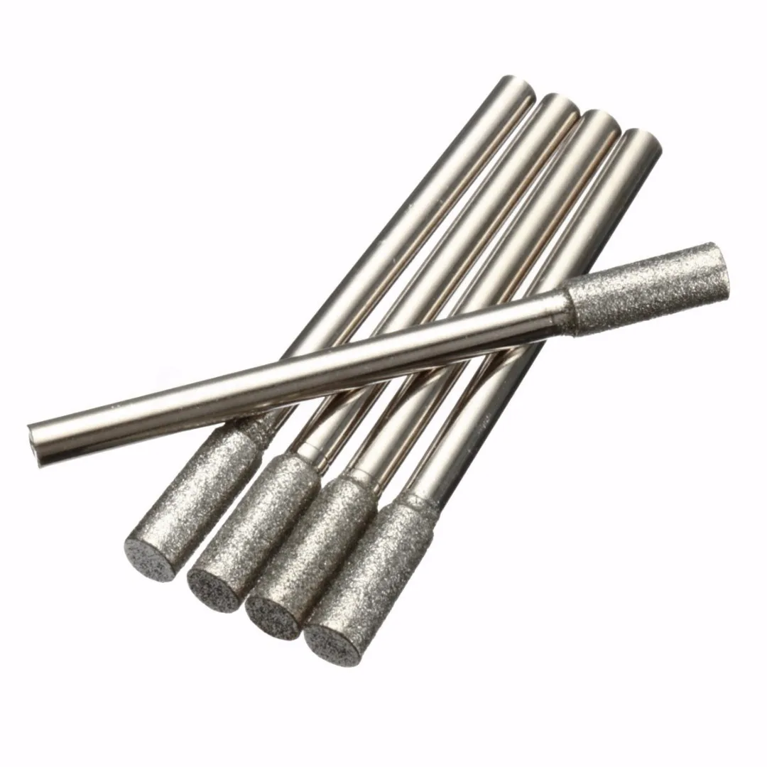 5pcs  New Diamond Grinding Burr Drill Bits 4mm Grinding Diameter For Rotary Tool