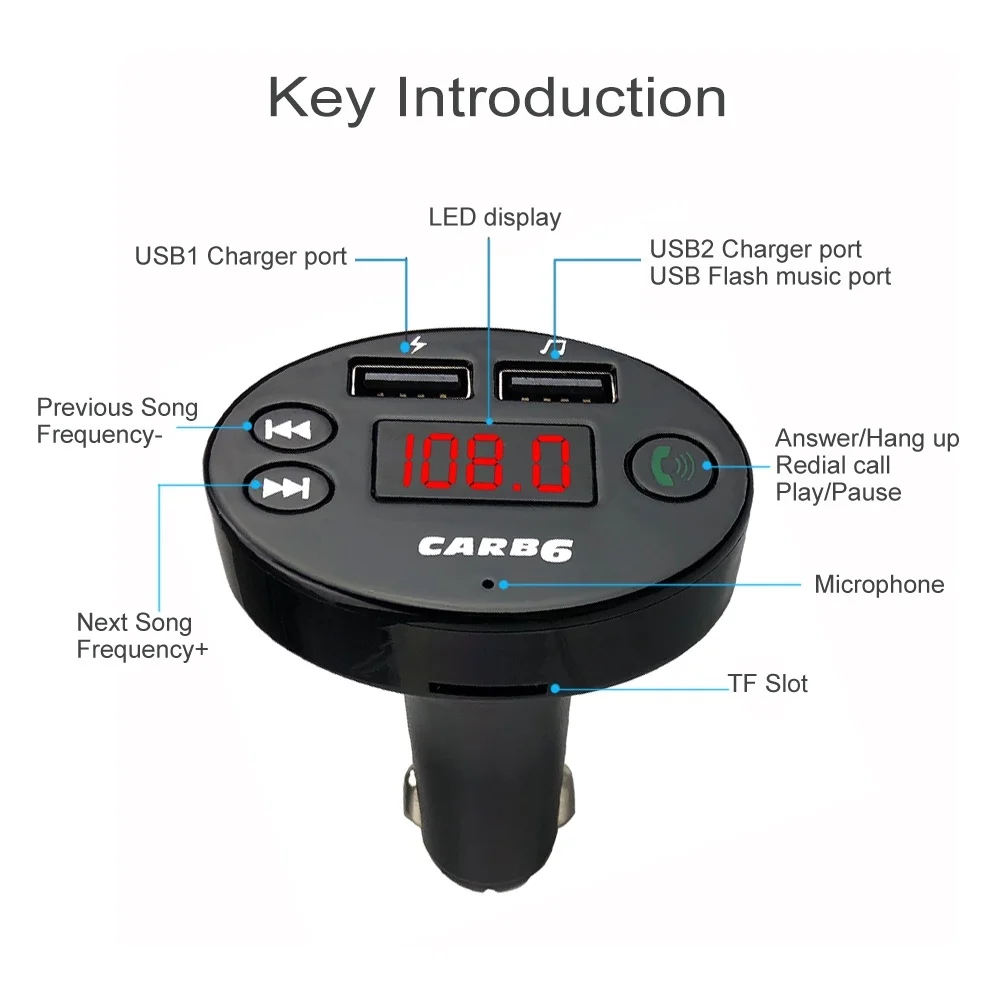 Универсальный автомобильный Bluetooth FM передатчик для рук-Бесплатный Автомобильный MP3-плеер USB TF SD музыка играет ЖК-дисплей Дисплей автомобиля Зарядное устройство