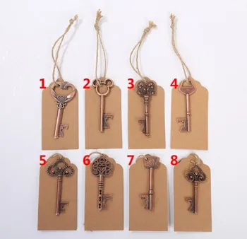

(50 Pieces/Lot) Small party shower gift of Vintage Key design Wedding Bottle Opener For Flower favors with several designs