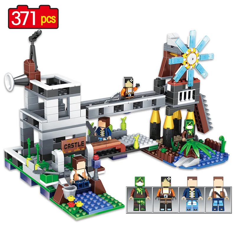 

371 pcs My World series Beach castle windmill Building Blocks Compatible legoINGLY Minecrafted figures bricks sets toys for kids