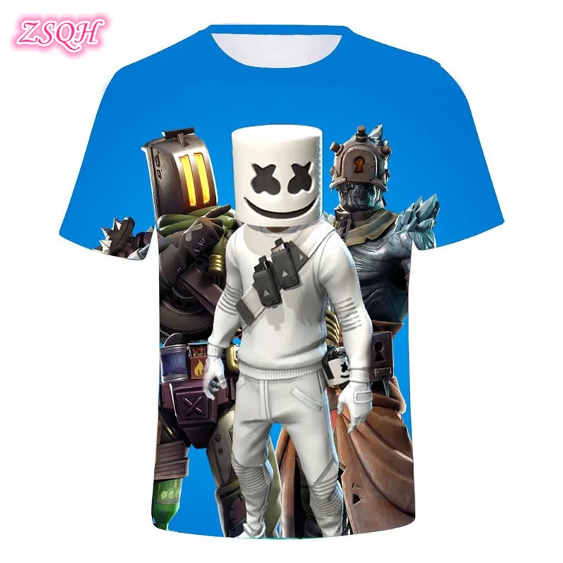 

ZSQH Fortnight Marshmello T-shirt Fortnited Game Battle Royale Fortnit DJ Marshmello Cosplay Costumes For Women/Men Boys Girls