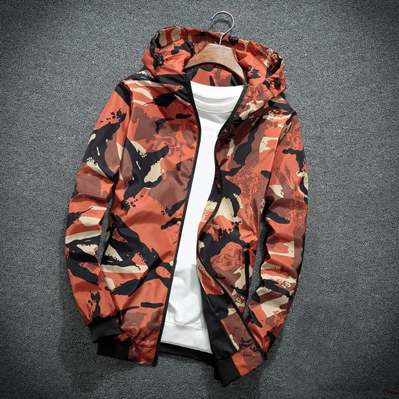 

LAAMEI New Spring Autumn Men Casual Camouflage Hoodie Jacket Men Waterproof Clothes Men's Windbreaker Coat Male Zippered Outwear